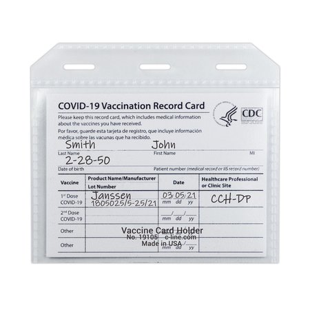 C-LINE PRODUCTS COVID19 Vaccine Card Holder, Clear, 4 x 3, 5PK 19105